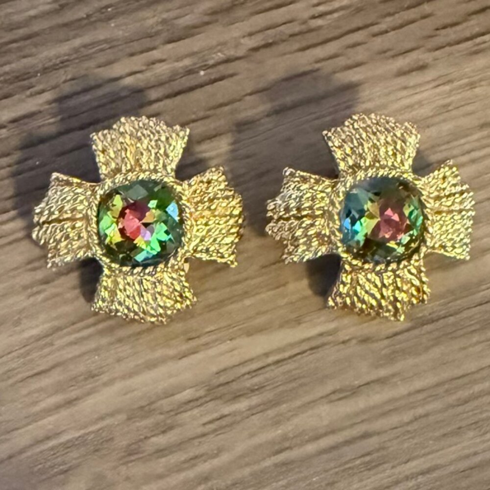 NAPIER Maltese Watermelon Clip-On Earrings VINTAGE 1960s
